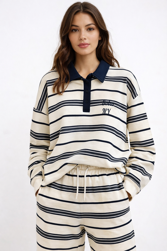 SOHO Navy Striped Rugby Jumper & Trousers Co-Ord