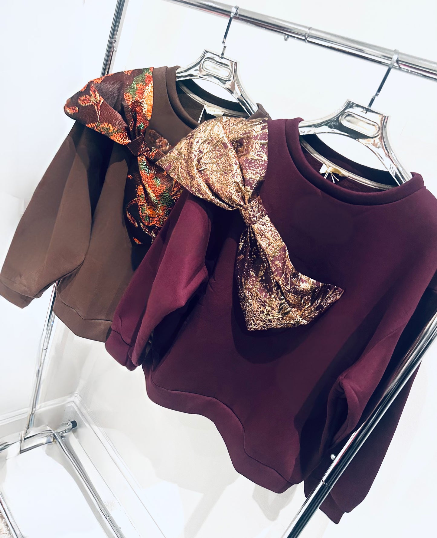 FAELYN Brown Bow Detail Jumper