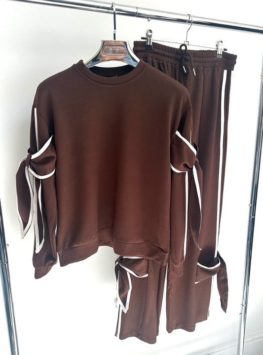 CIELA Brown Bow Detail Top & Trousers Co-Ord