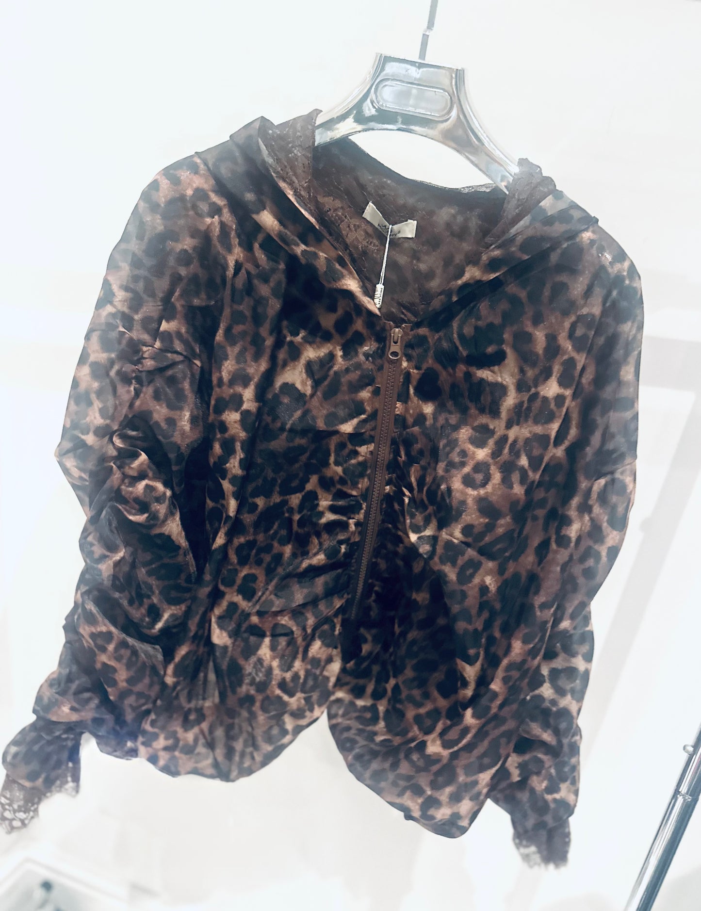 ARABELLA Leopard & Lace Zip Jacket
