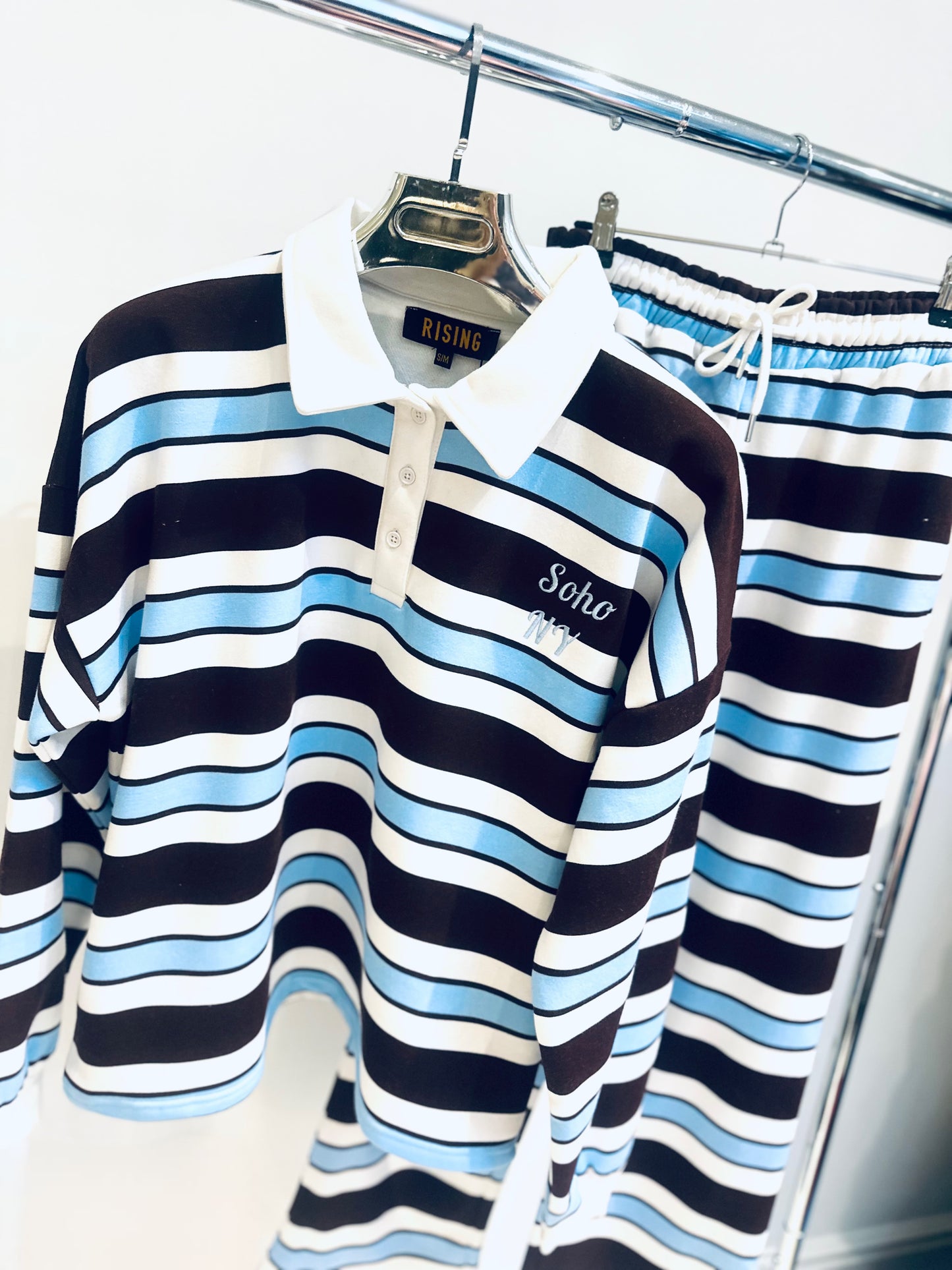 SOHO Brown Striped Rugby Jumper & Trousers Co-Ord