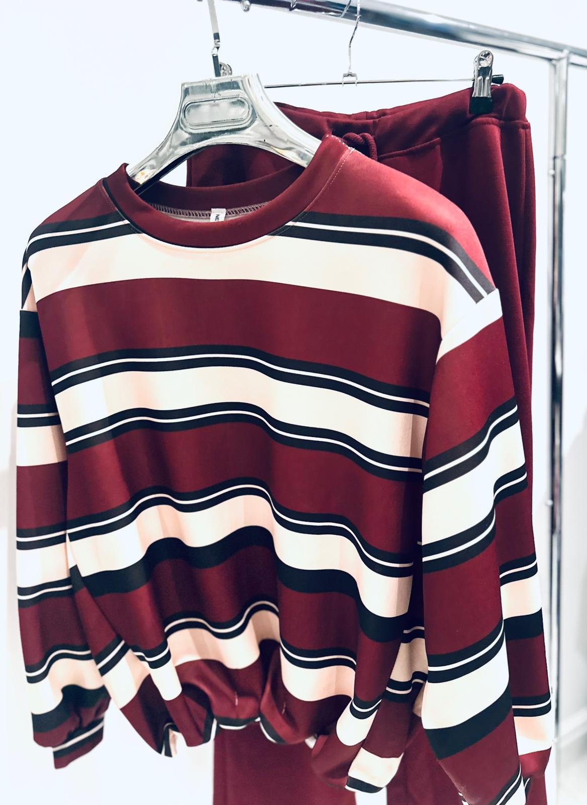 ZADIE Burgundy Striped Jumper & Flared Pants