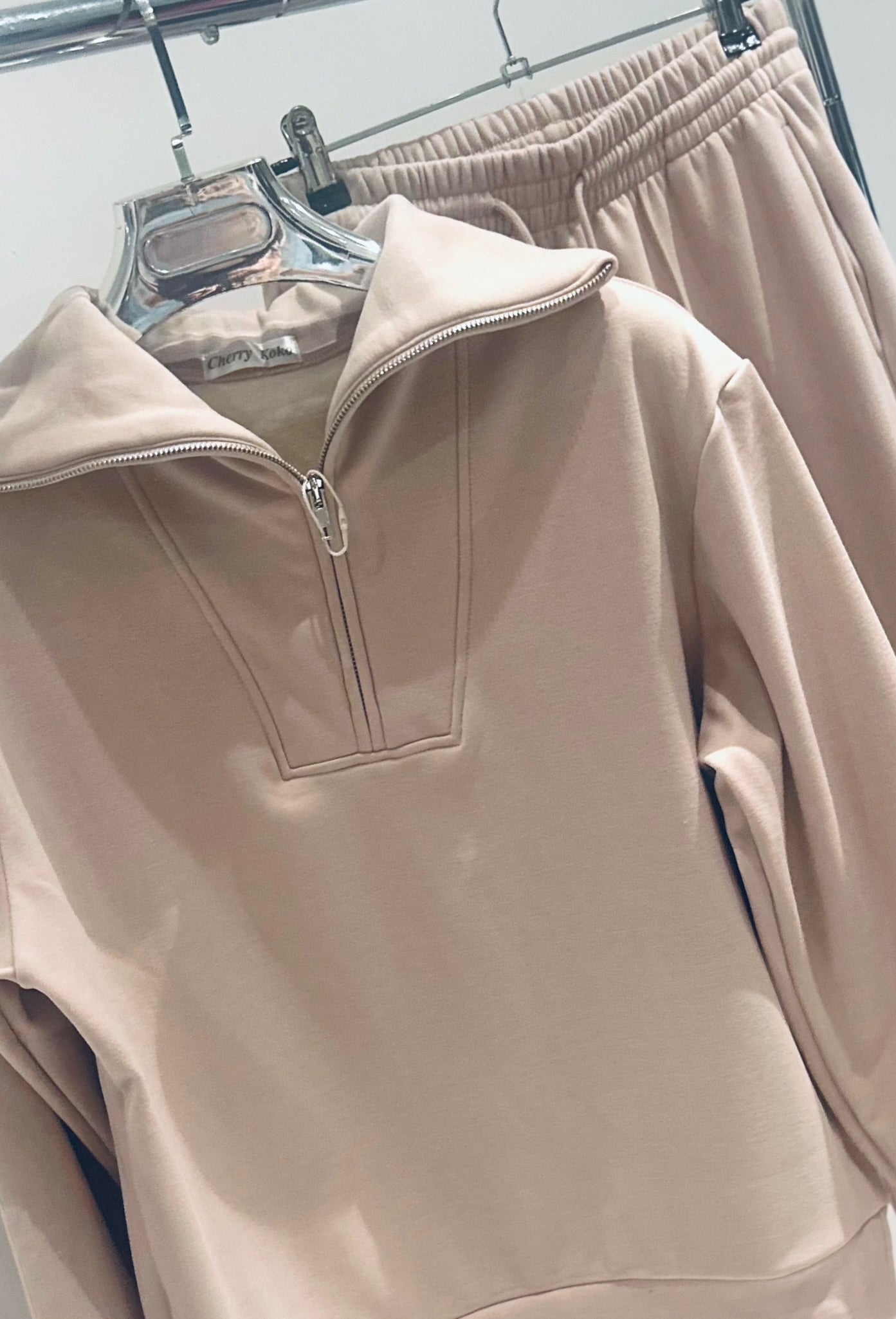 VIDA Blush Pink Half Zip Sweater & Trousers Lounge Set