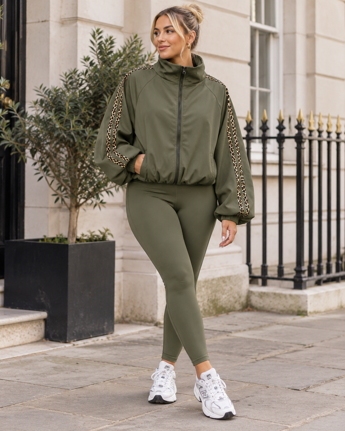TAHLIA Khaki Leopard Striped Jacket