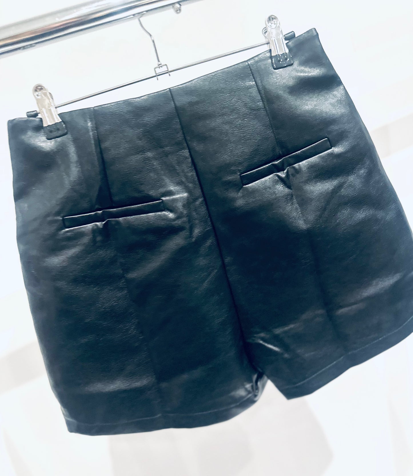 BRONTE Black Faux Leather Skort