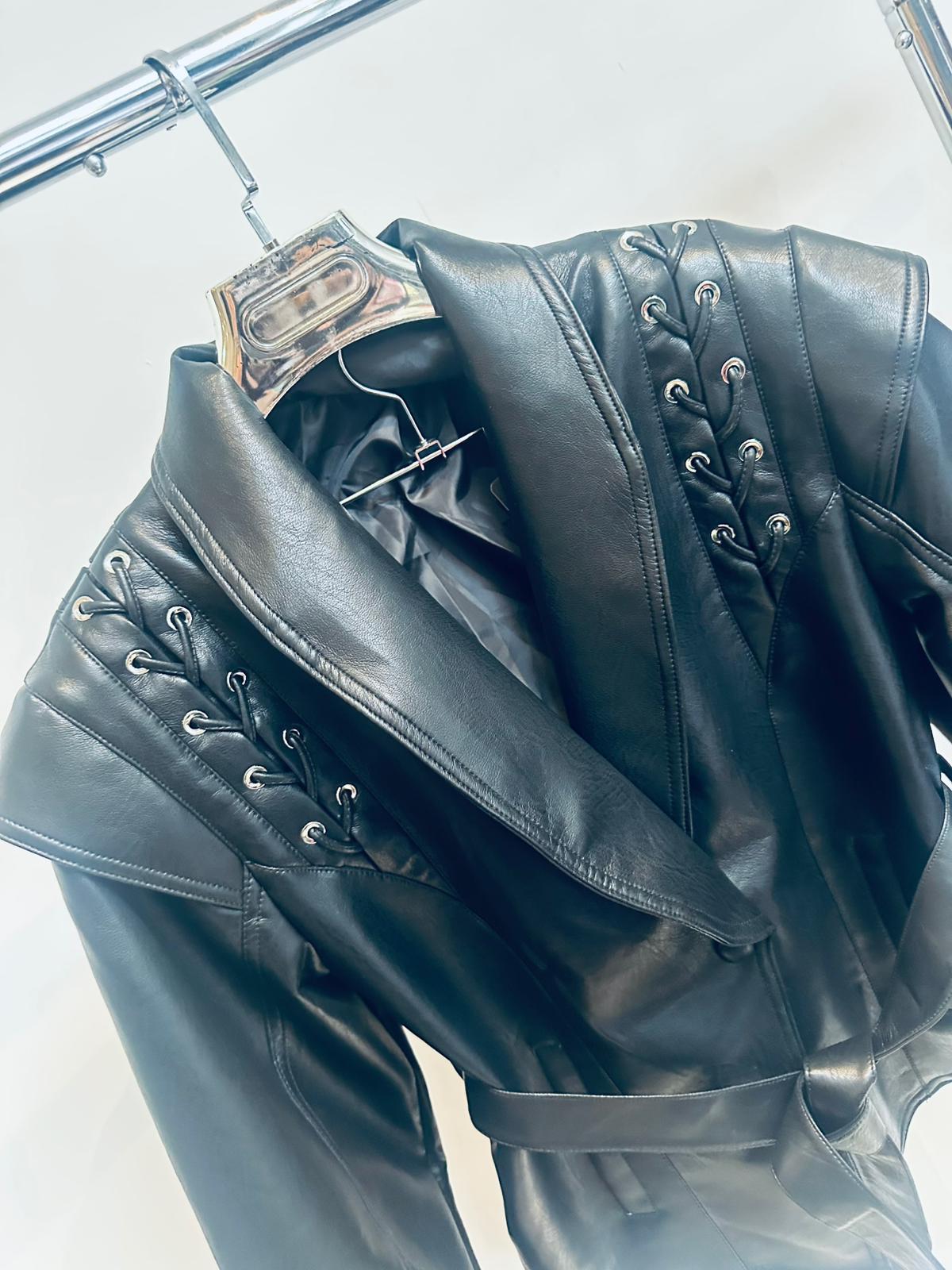 AGNETHA Black Faux Leather Jacket