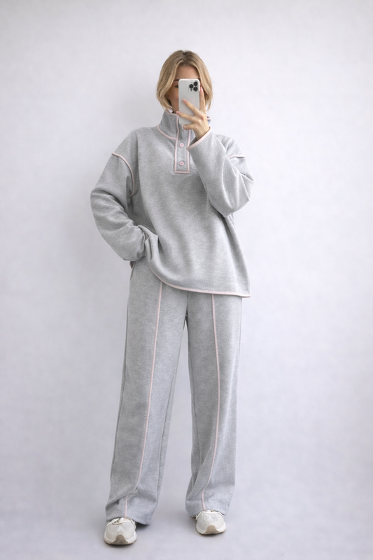 ZARIA Grey Sweater & Trousers Lounge Set