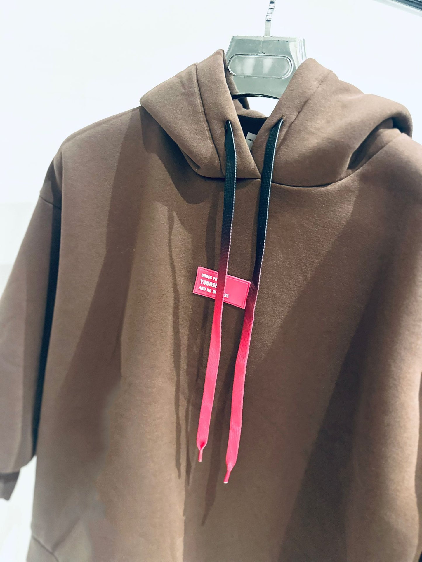 AYANA Brown Hoodie with Pink Ombre Detail Laces