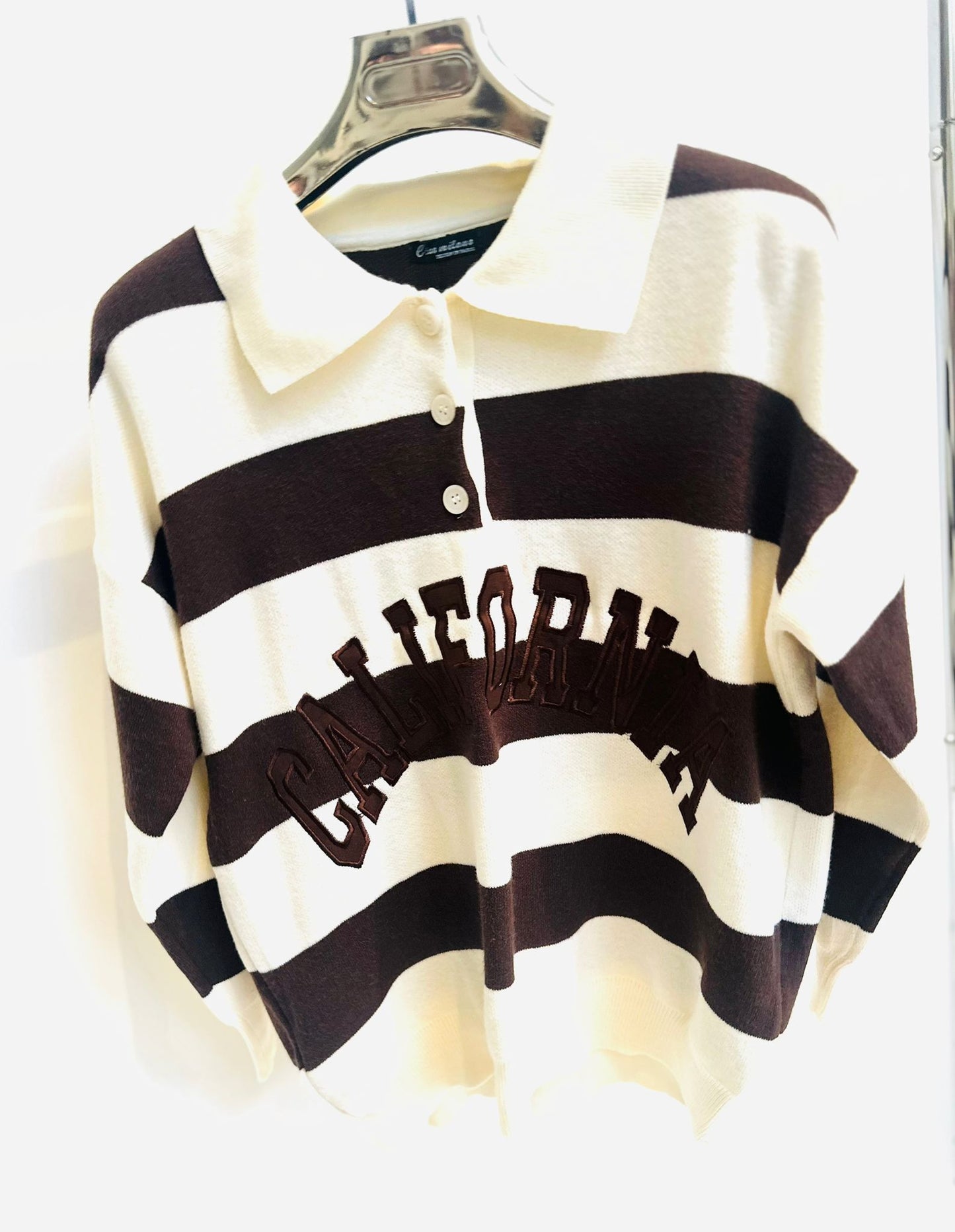CALI Brown Striped Knitted Sweatshirt