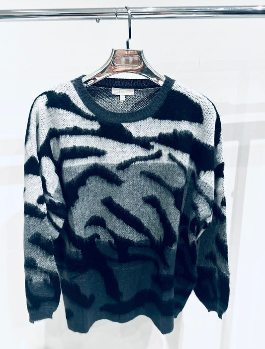 MESILA Grey Zebra Print Knitted Jumper