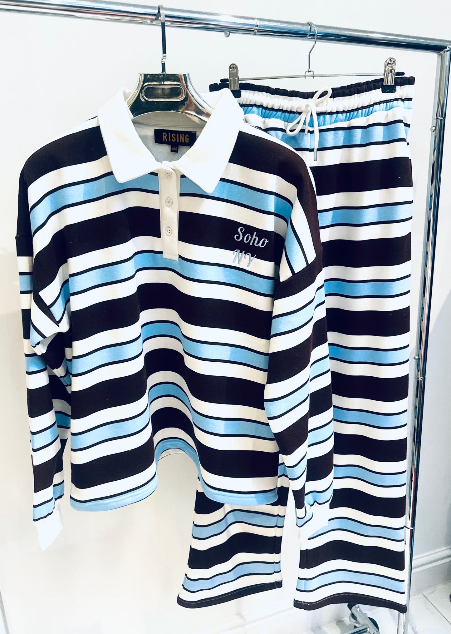 SOHO Brown Striped Rugby Jumper & Trousers Co-Ord