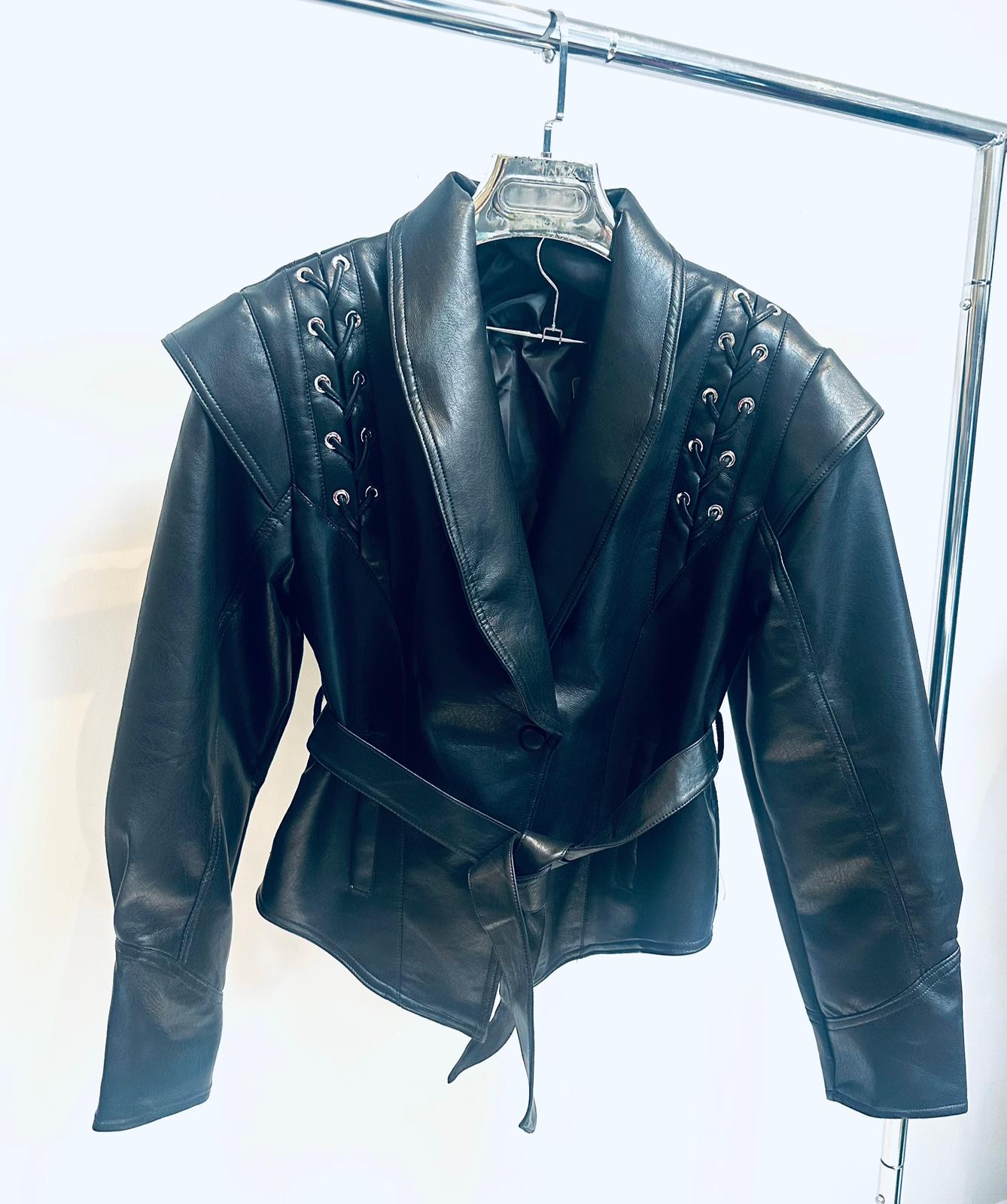 AGNETHA Black Faux Leather Jacket