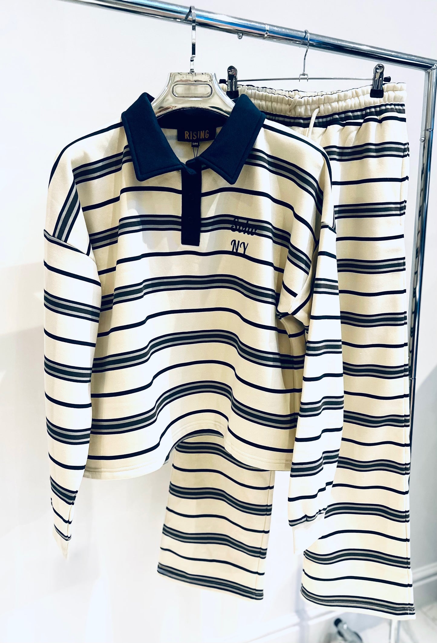 SOHO Navy Striped Rugby Jumper & Trousers Co-Ord