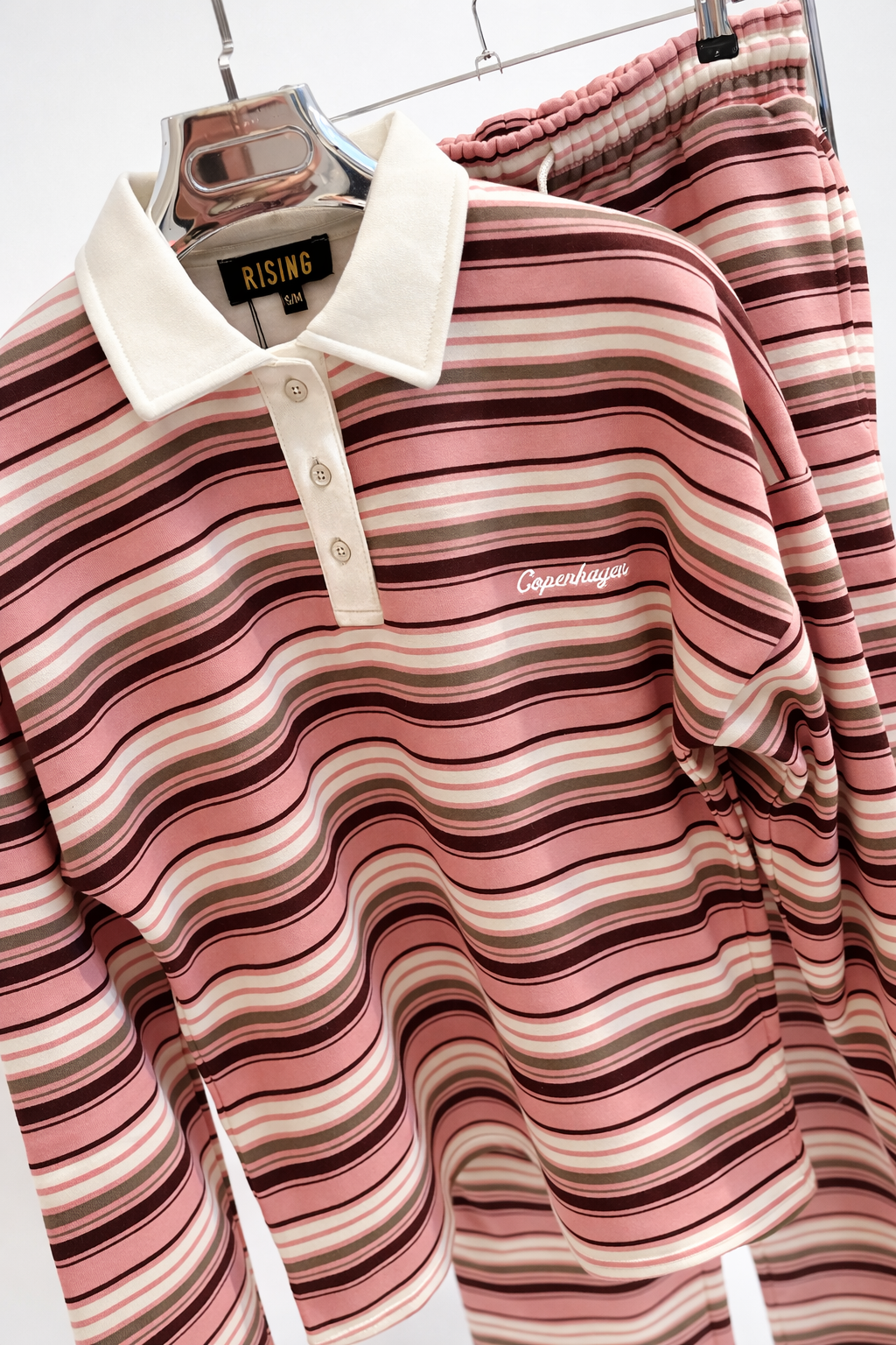 COPENHAGEN Pink Striped Rugby Jumper & Trousers Co-Ord