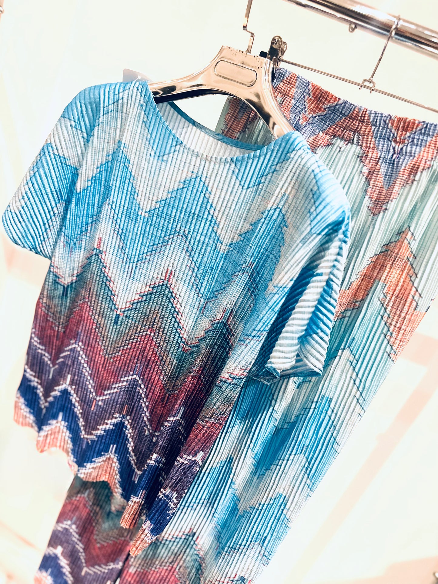 JIANNA Blue Zig Zag Printed Co-Ord