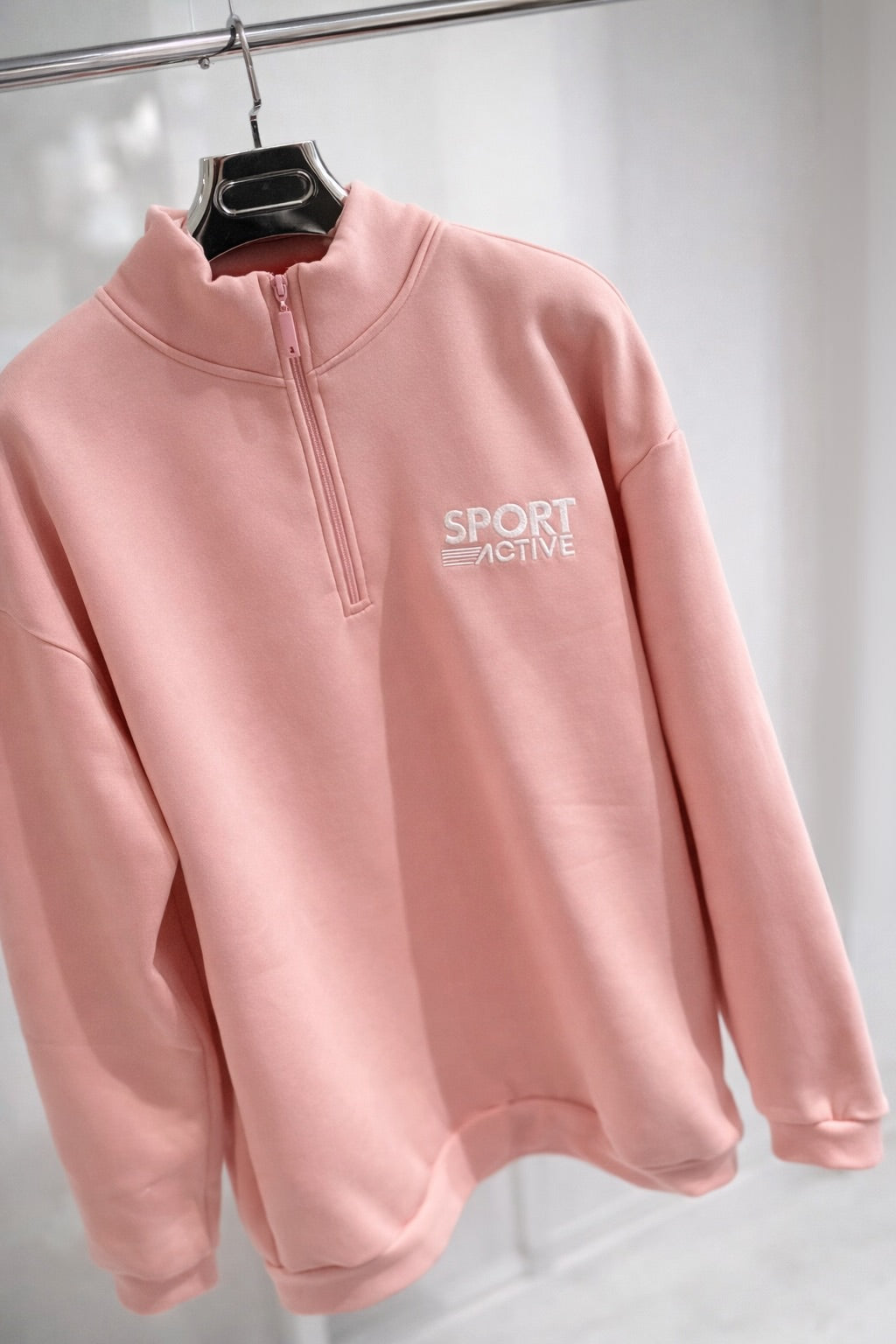 EMIA Pink Half Zip Oversized Sweater