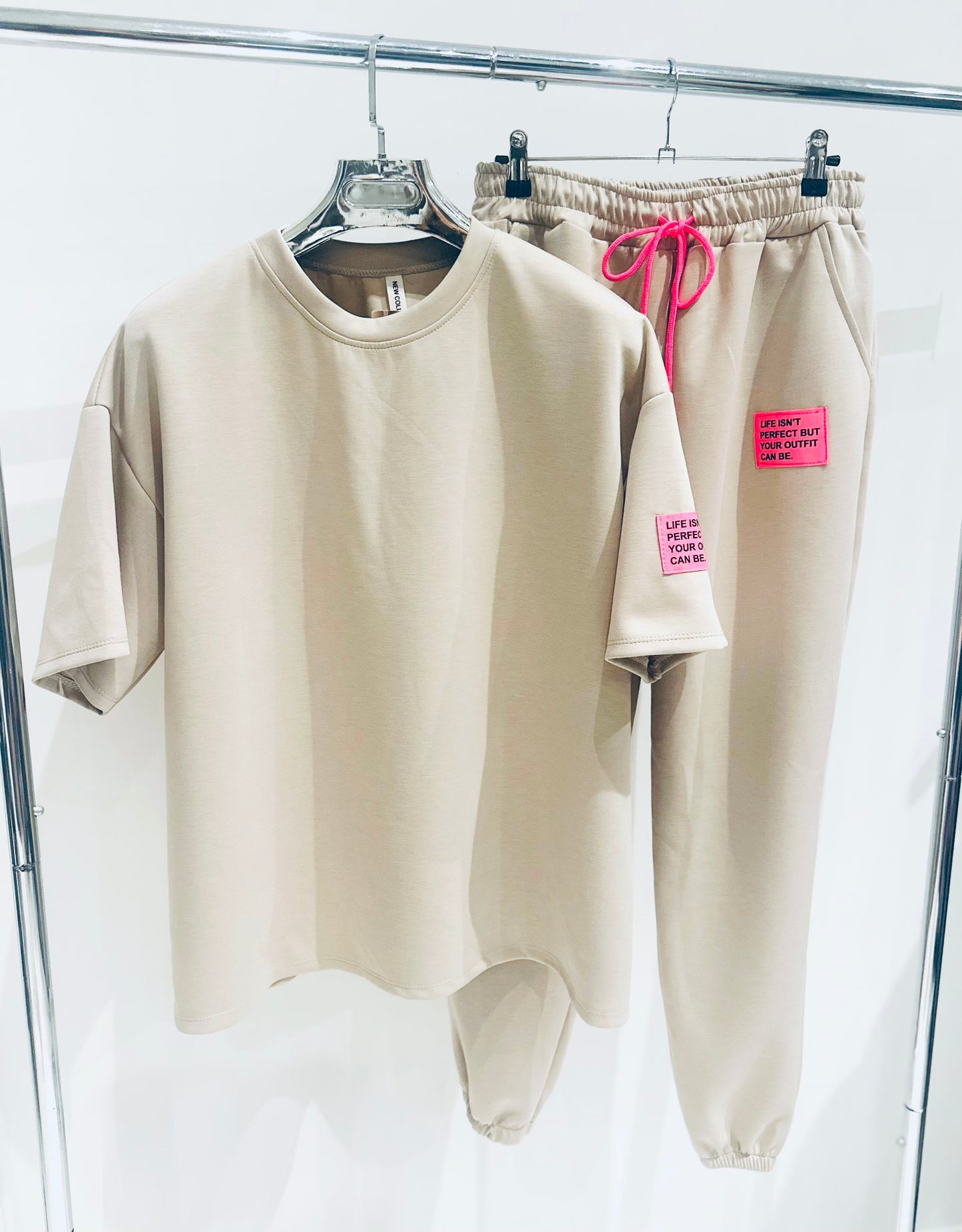 AMARA Beige TShirt & Joggers Tracksuit