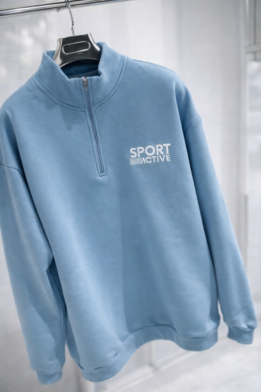 EMIA Blue Half Zip Oversized Sweater