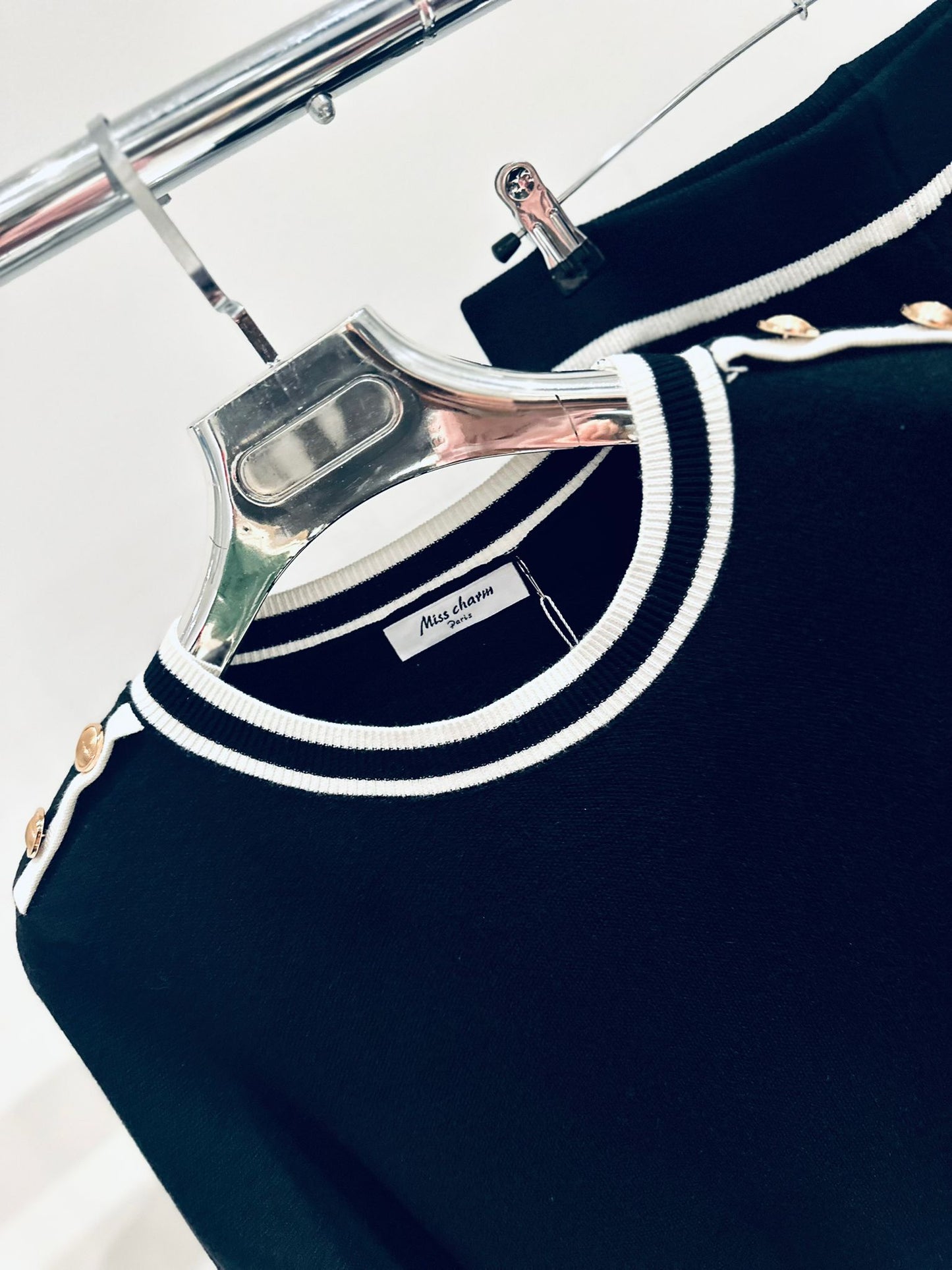 ZAHARA Black Knitted Top & Pants Co-Ord with Contrast Trim Detail