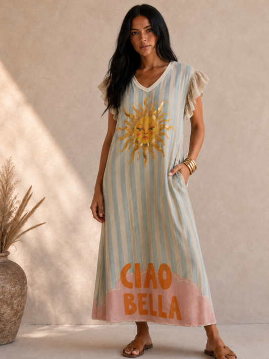 SOLARA Print Mid Maxi Dress