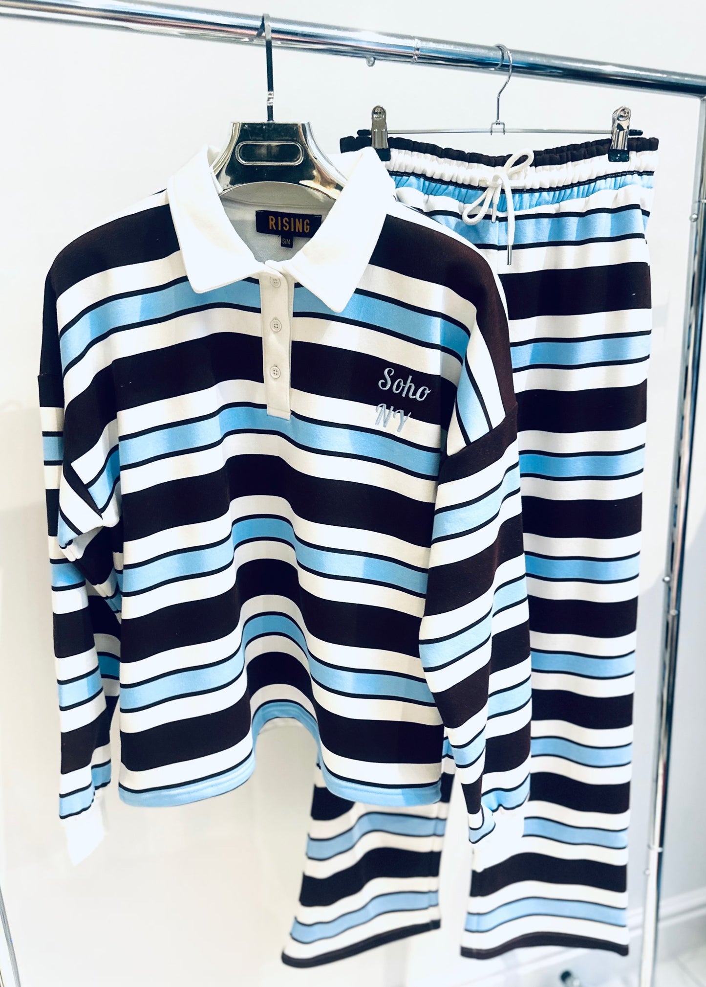 SOHO Brown Striped Rugby Jumper & Trousers Co-Ord