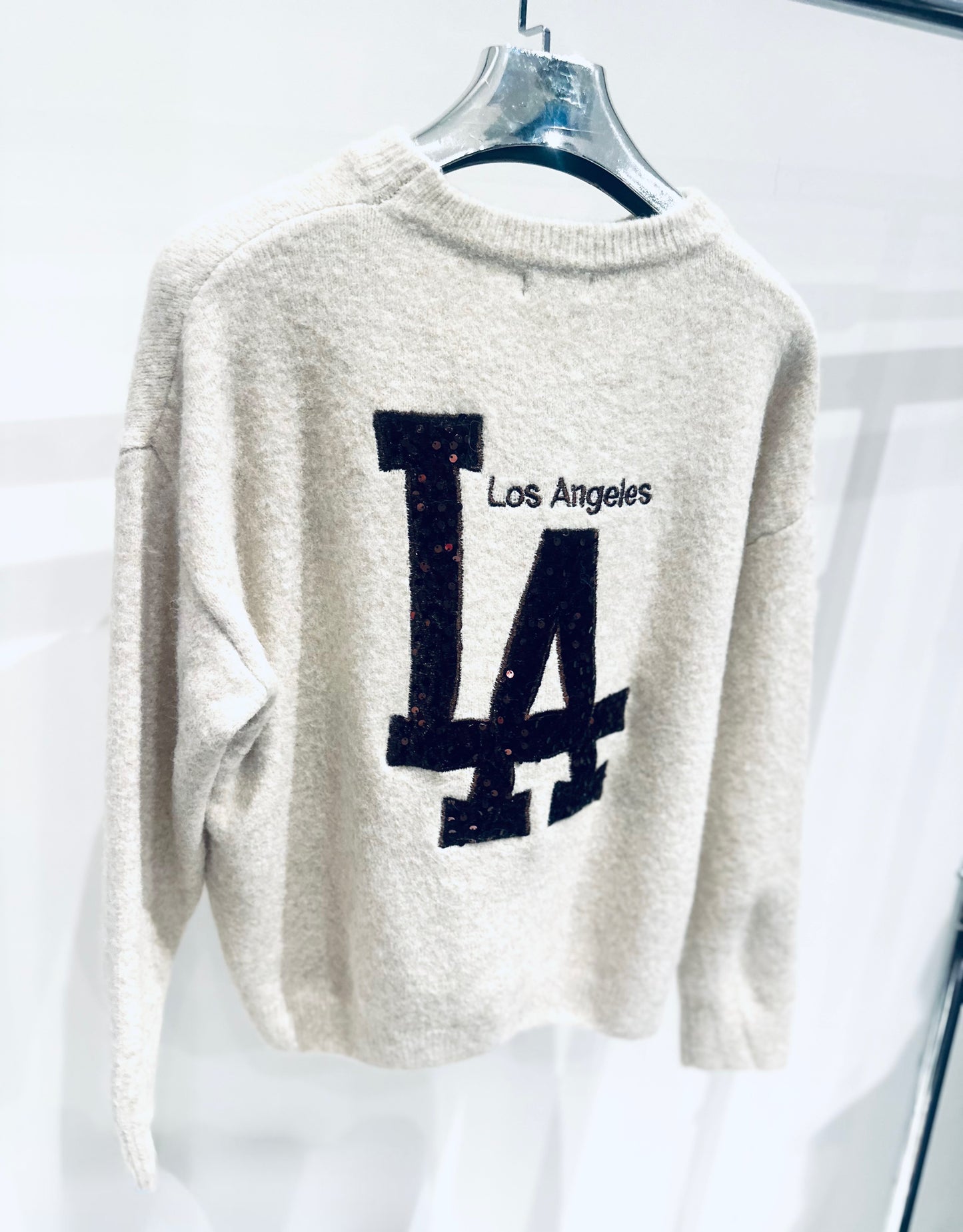 LEONI Beige Knitted Jumper with Sequin Embroidered Detailing
