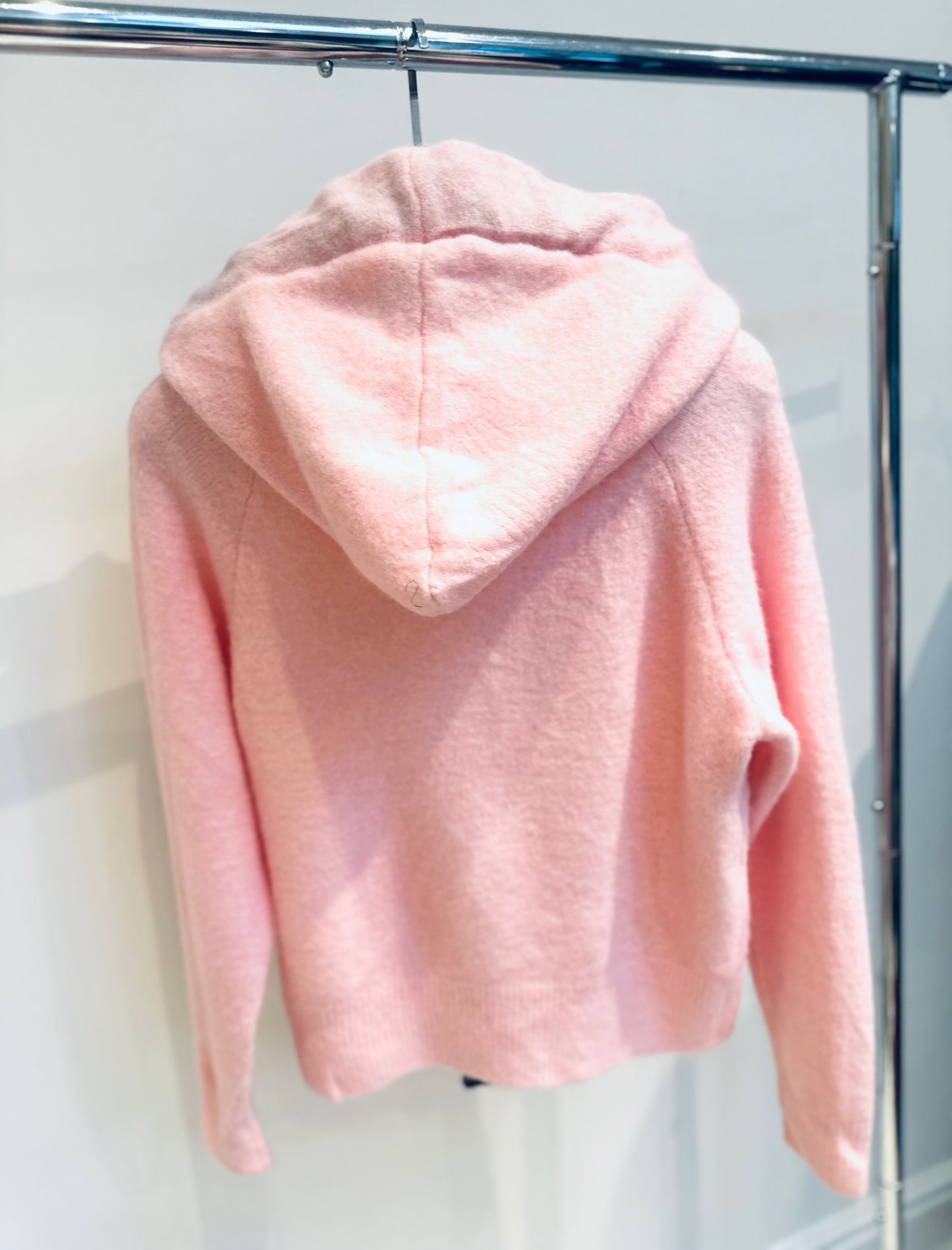 MAVEN Pink Soft Knit Bow Detail Zip Hoodie