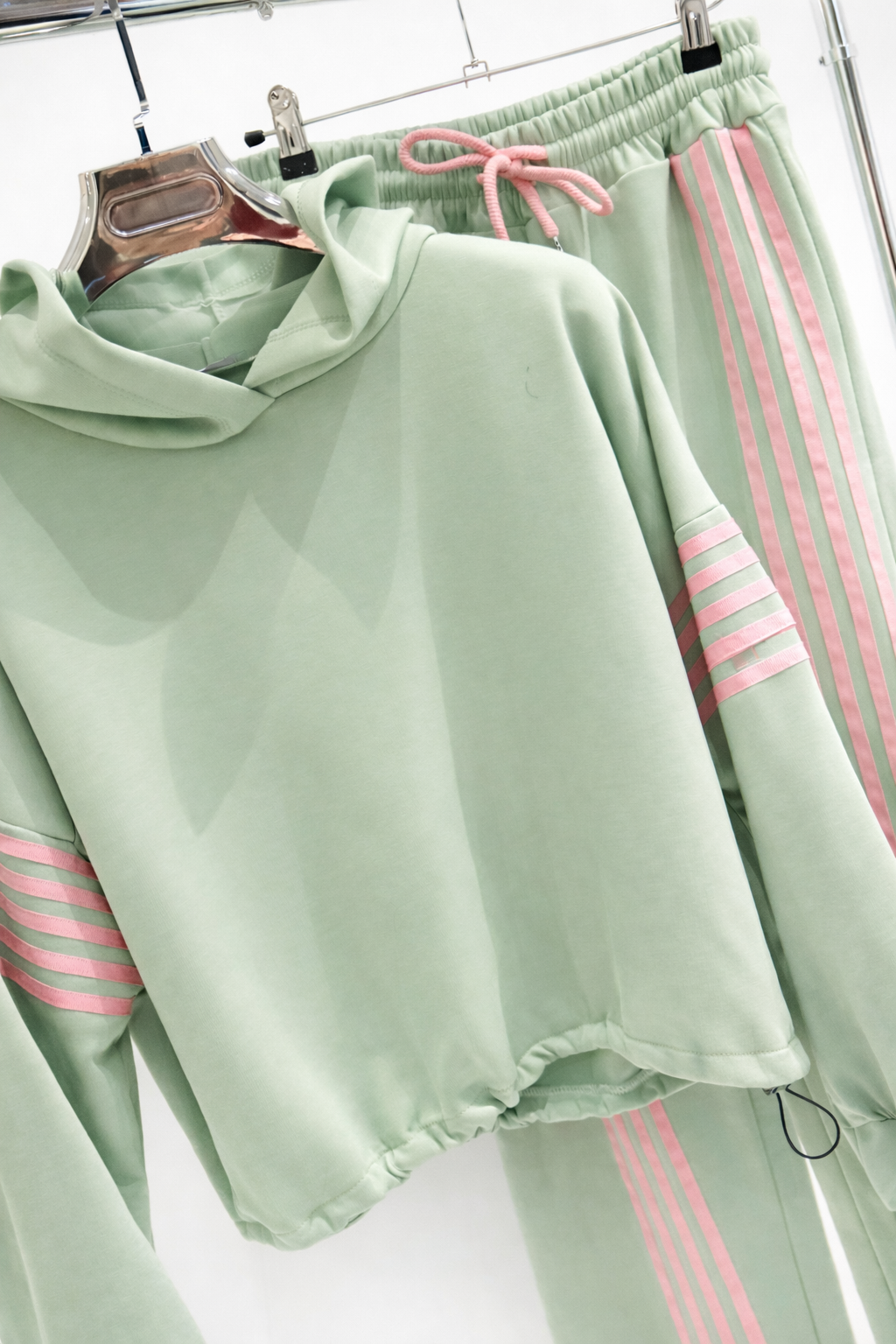 INAYA Mint Hoodie & Trousers Contrast Stripe Lounge Set
