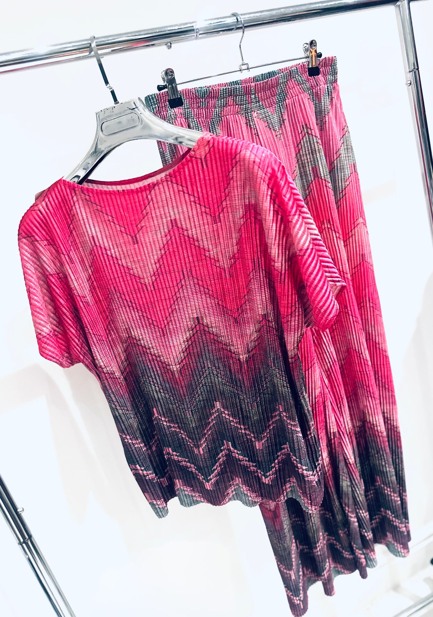 JIANNA Cerise Pink Zig Zag Printed Co-Ord