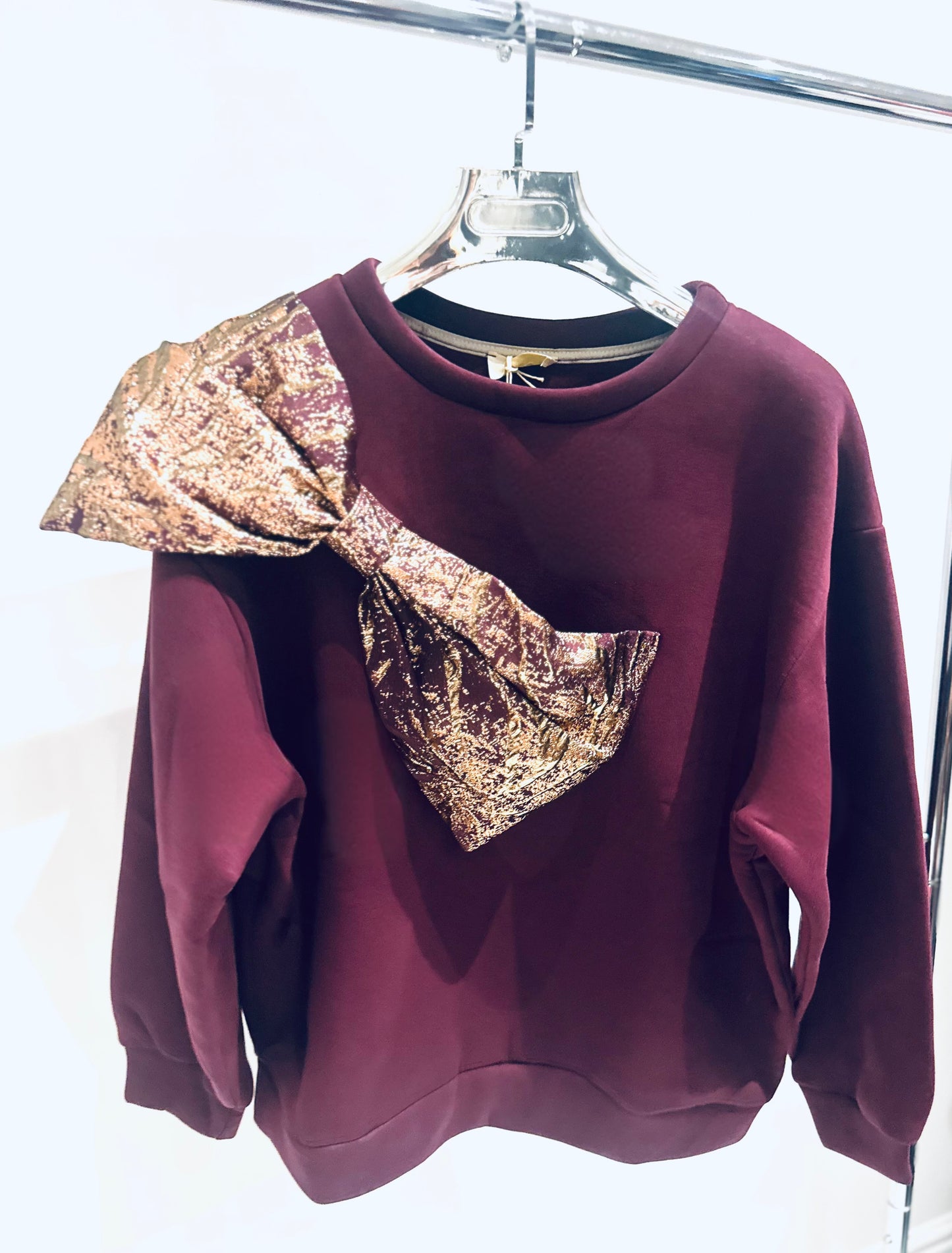 FAELYN Burgundy Bow Detail Jumper