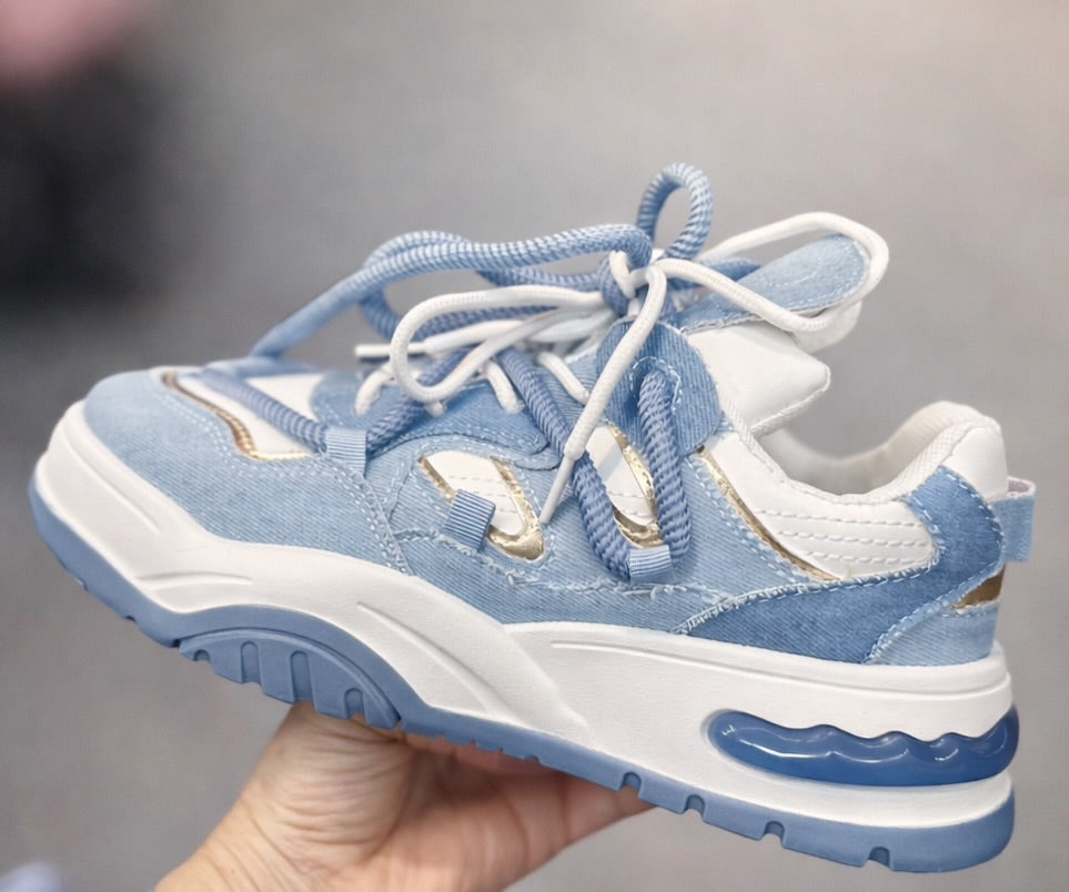 ARIA Blue & White Chunky Trainers
