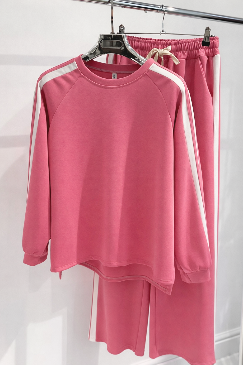ZAVITA Pink Striped Top & Wide Leg Pants Oversized Co-Ord