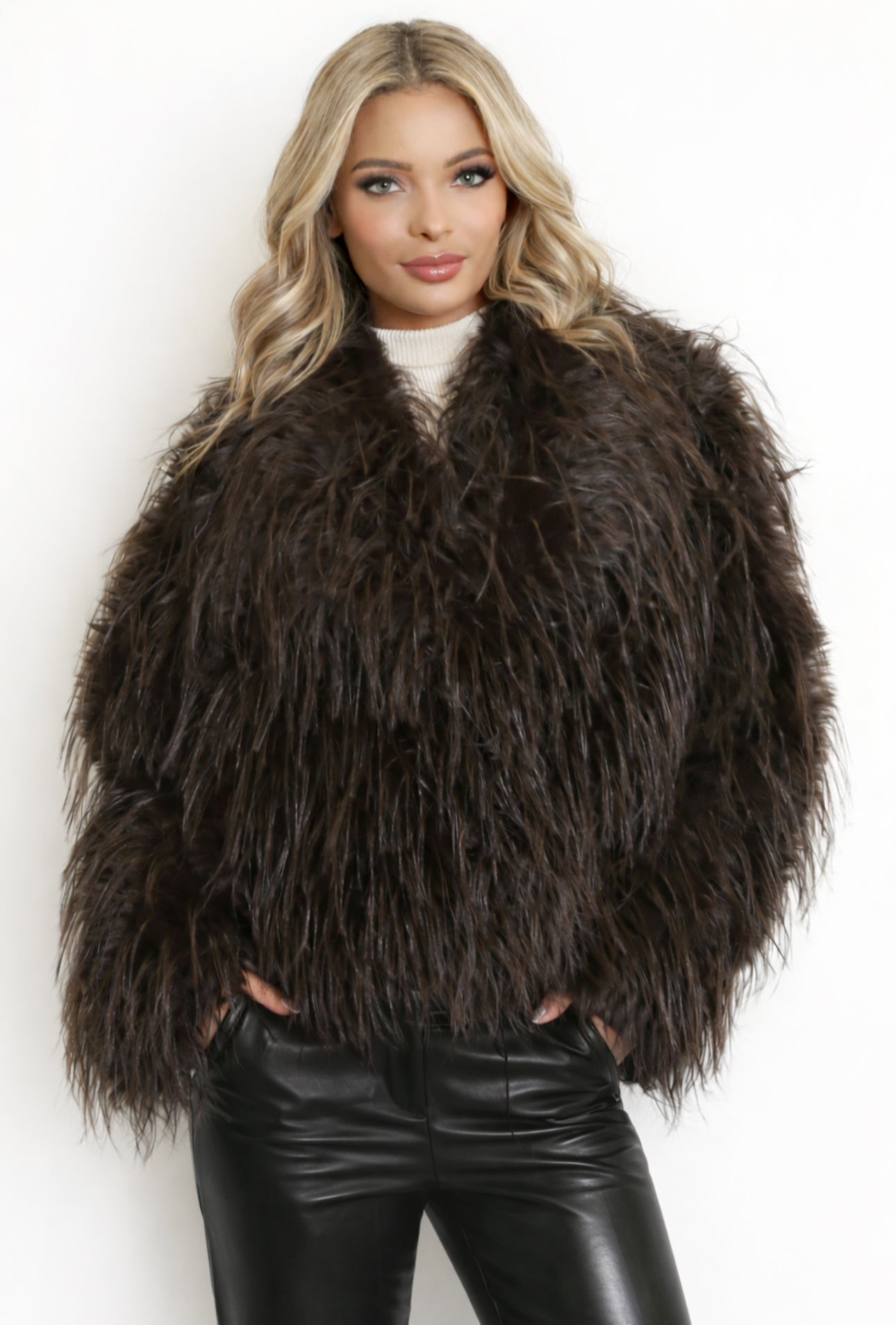 ZAYA Brown Shaggy Faux Fur Jacket