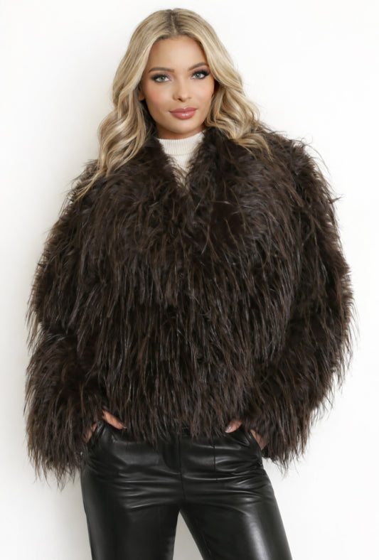 ZAYA Brown Shaggy Faux Fur Jacket